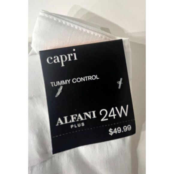Alfani Plus Size Tummy-Control Capri Pants, Bright White - Picture 8 of 10